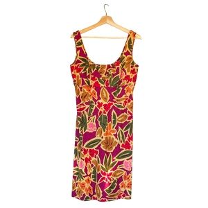 Talbot Vibrant Tropical Linen Shift Dress